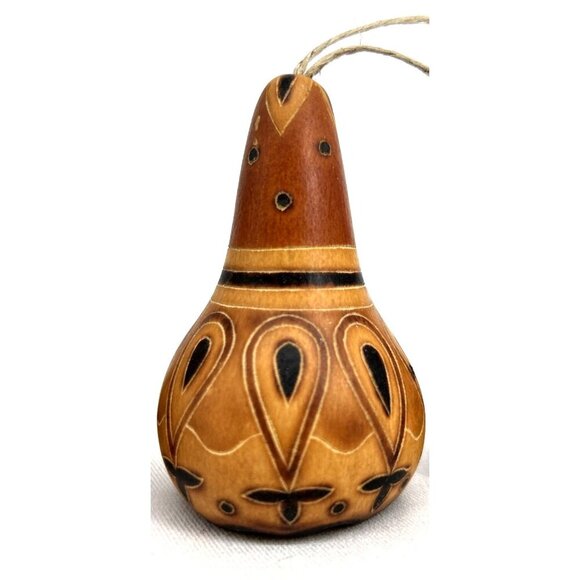 Gourd Bell Christmas Ornaments Terra Cotta Birds 3.25" Lot of 3 Natural Decor - Picture 3 of 7